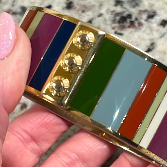 Coach Legacy Enamel Goldtone Bangle Bracelet EUC - Picture 5 of 7